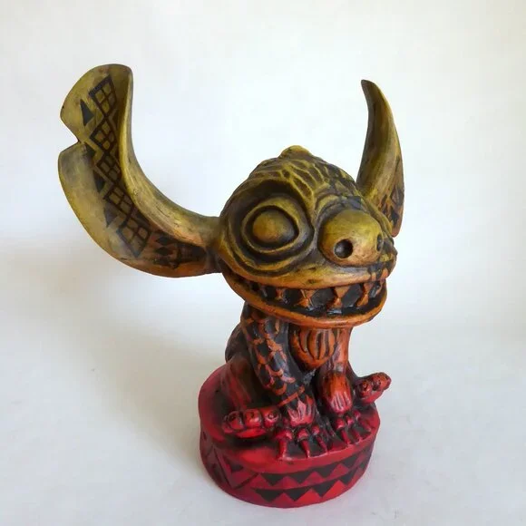 NEW 2018 OOAK #1/1 GECKO SOUTH SEA ARTS DISNEY LILO & STITCH MAORI TIKI MUG - Picture 2 of 12